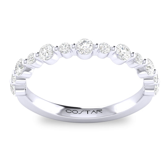 1/2 CT. T.W. Round Alternating Size Diamond Band in 14K White Gold