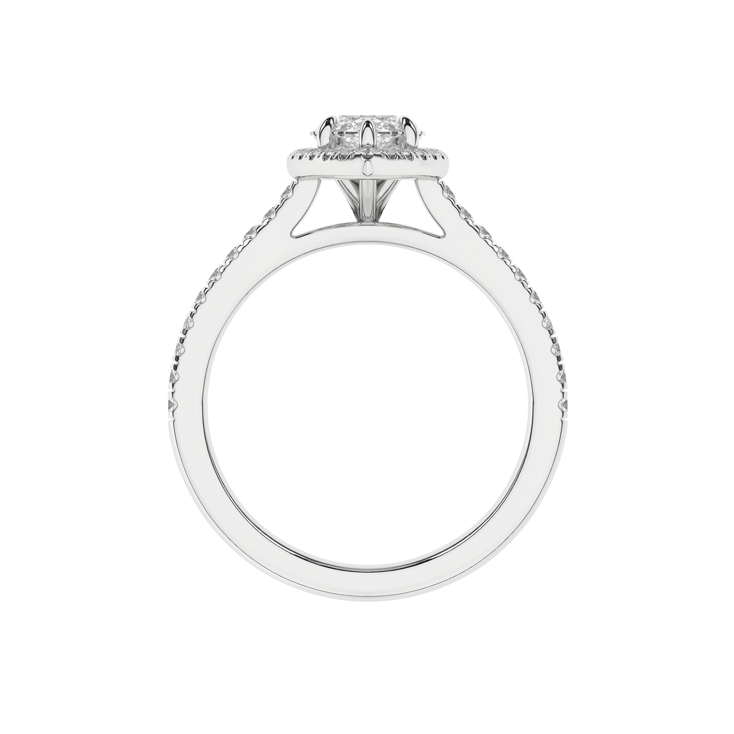 1.7 CT. TW. Lab Grown Marquis Diamond Halo Engagement Ring in 14K White Gold