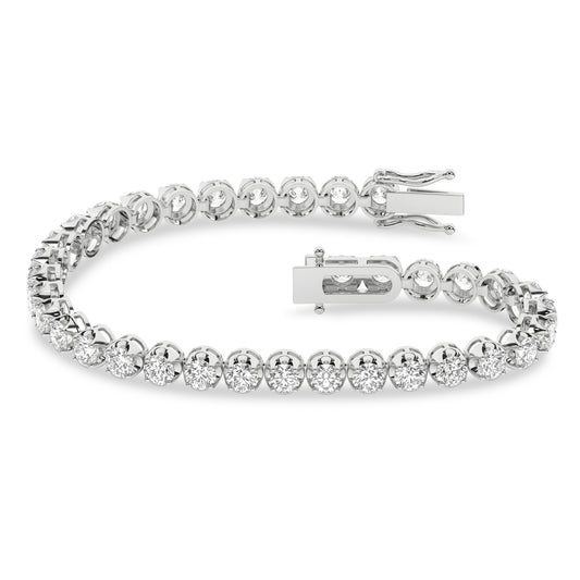 7 CT. T.W. Lab Grown Diamond Crown Set Tennis Bracelet in 14K White Gold