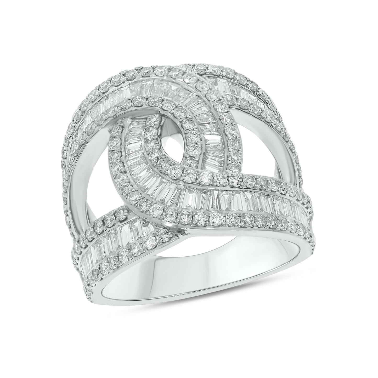 3 CT. T.W. Intertwined Diamond Coctail Ring in 14K White Gold