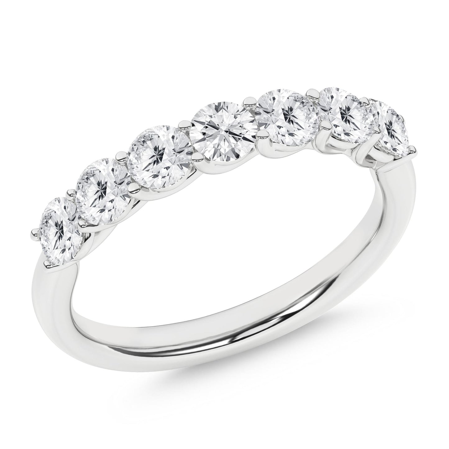 1 CT. T.W. 7-Stone Round Lab Grown Diamond Band in 14K White Gold