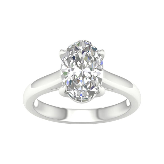 3 CT. Lab Grown Oval Solitaire Engagement Ring in 14K White Gold