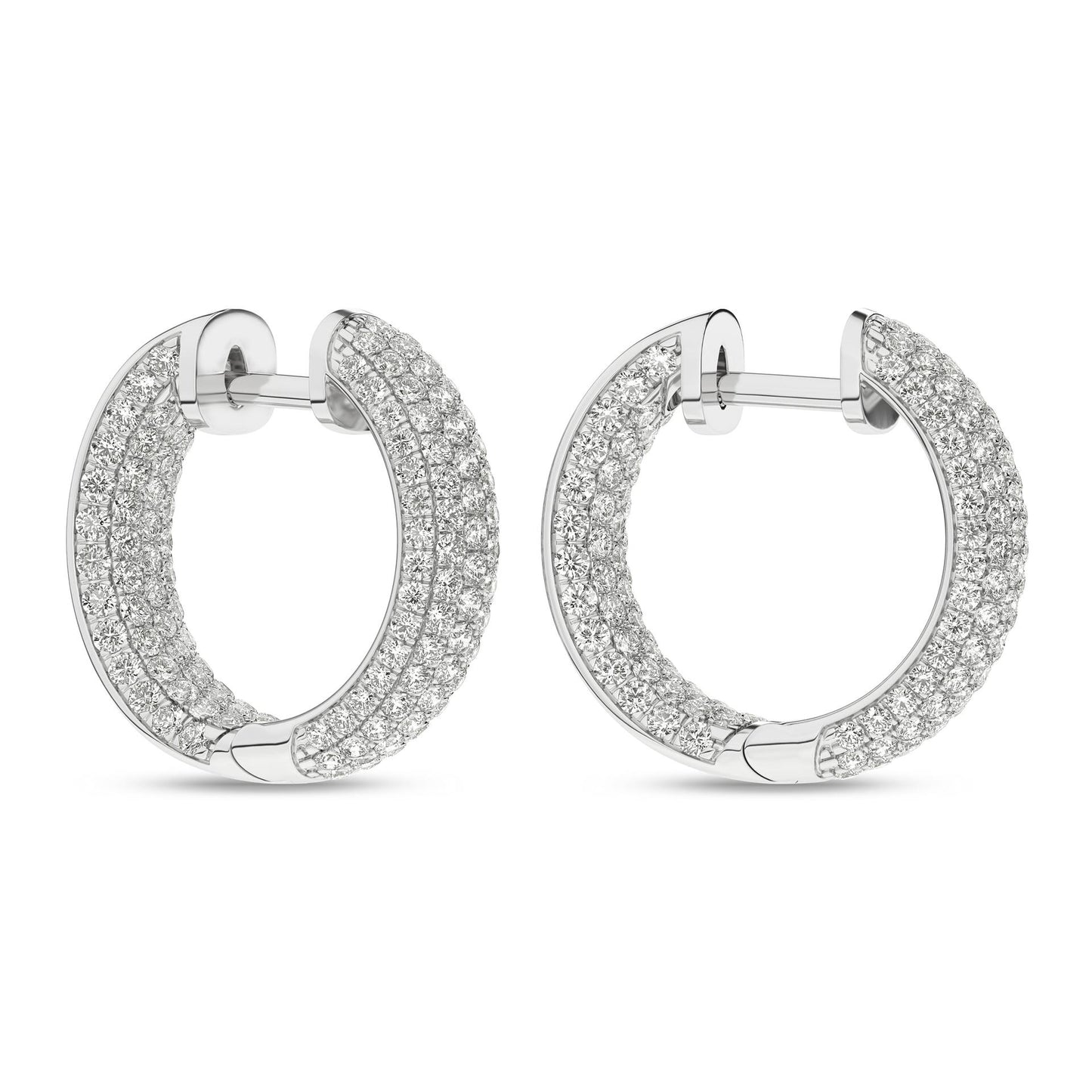 2 CT. T.W. Lab Grown Diamond Pavé Inside-Out Dome Hoop Earrings in 14K White Gold