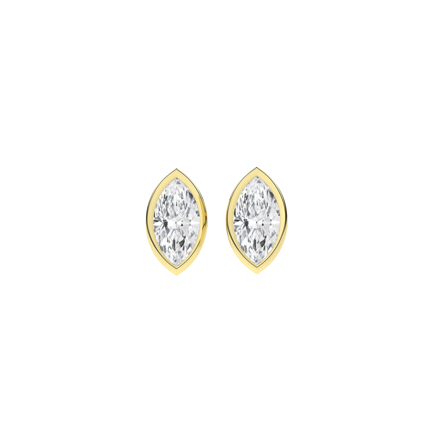 3 CT. T.W. Lab Grown Marquis Bezel Set Diamond Solitaire Stud Earrings in 14K Yellow Gold