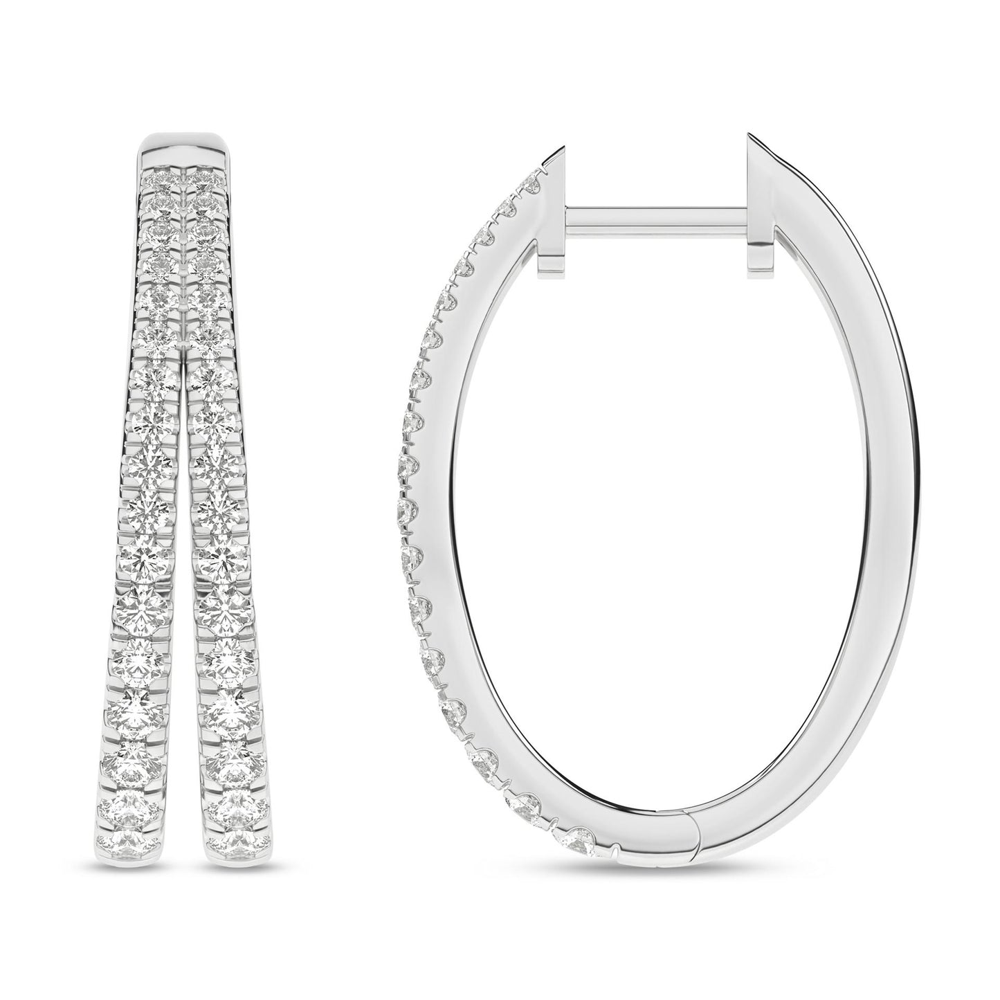 1 CT. T.W. Lab Grown Diamond Split Hoops in 14K White Gold