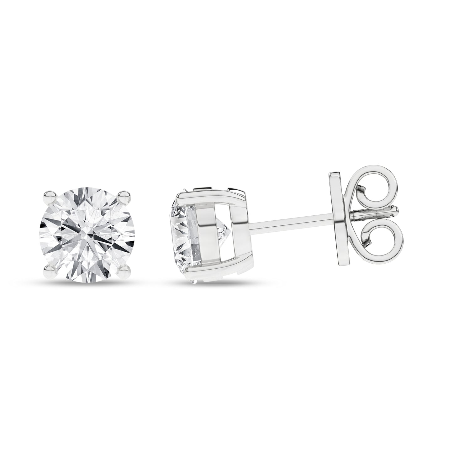 1.5 CT. T.W. Lab Grown Round Diamond Stud Earrings in 14K White Gold