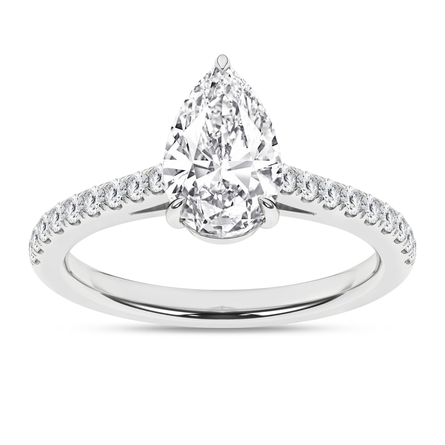 1.75 CT. T.W. Lab Grown Pear Diamond Engagement Ring in 14K White Gold