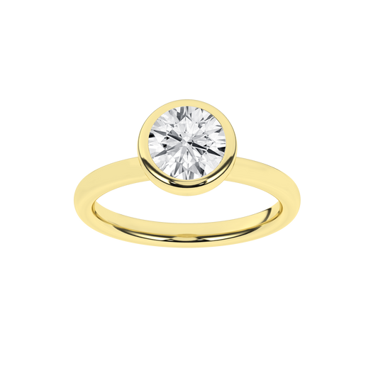 1.5 CT. T.W. Lab Grown Round Diamond Bezel Set Engagement Ring in 14K Yellow Gold