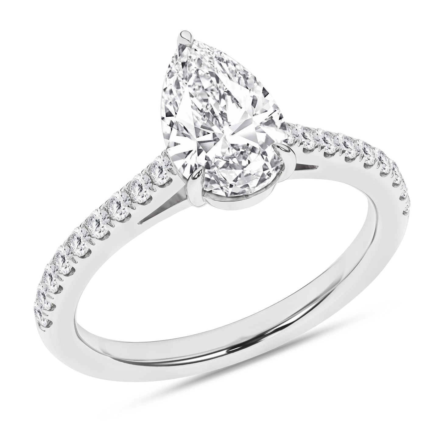 1.75 CT. T.W. Lab Grown Pear Diamond Engagement Ring in 14K White Gold