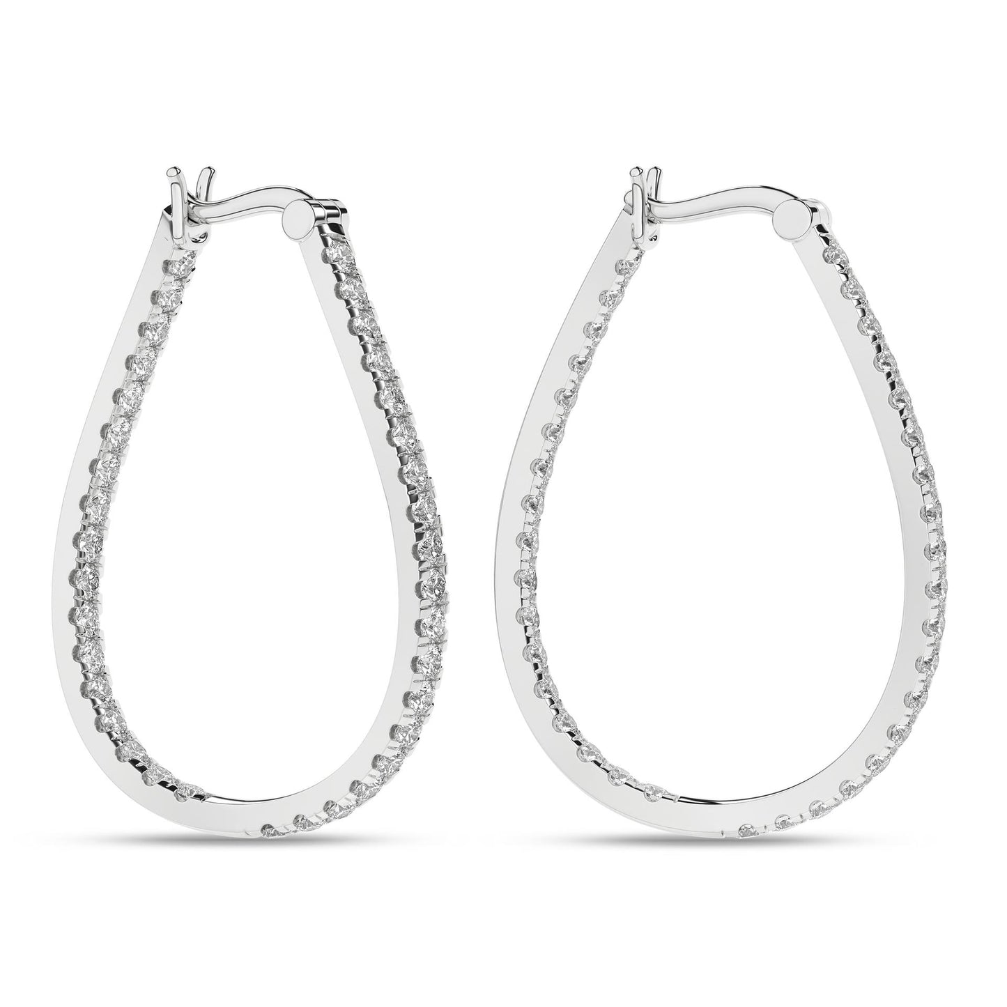 2 CT. T.W. Lab Grown Diamond Curvy Hoop Earrings in 14K White Gold