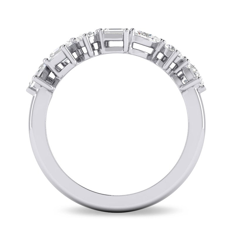 0.85 CT. T.W. Mixed Diamond Fashion Ring in 14K White Gold