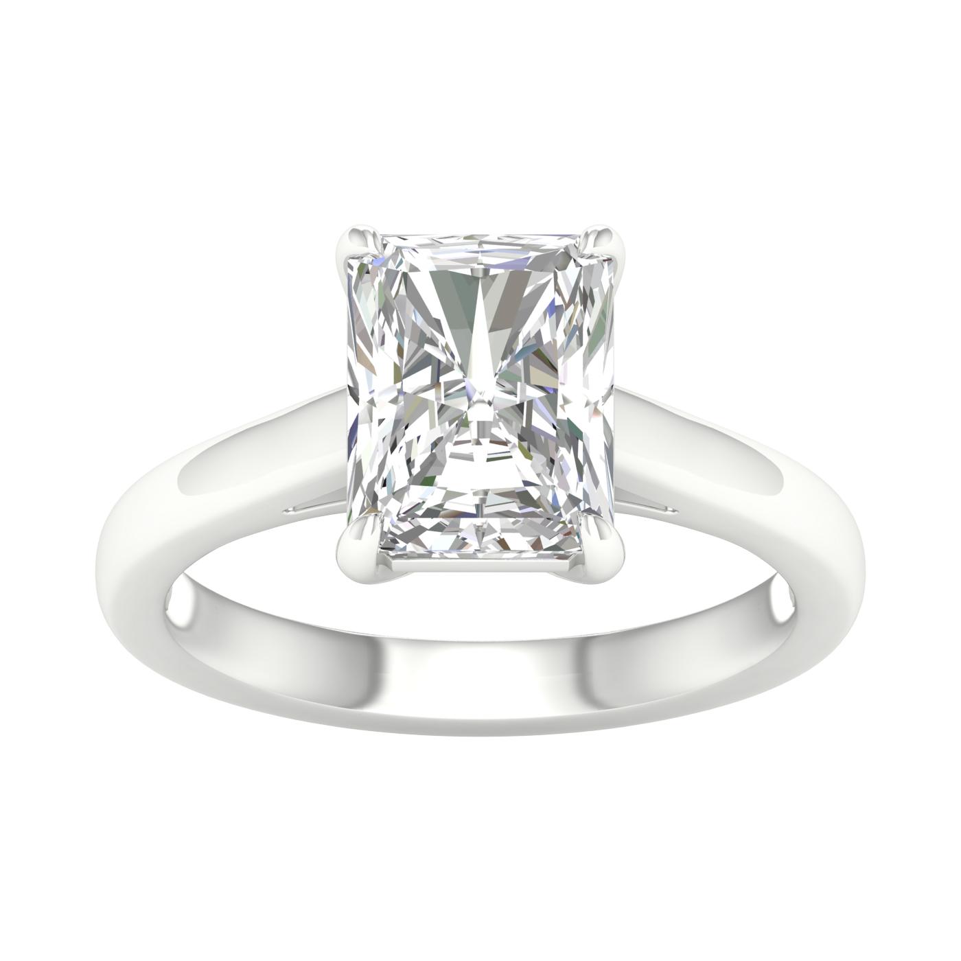 3 CT. Lab Grown Radiant Solitaire Engagement Ring in 14K White Gold