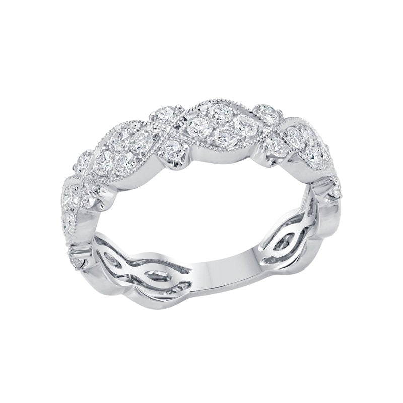 0.65 CT. T.W. Diamond Vintage Inspired Milgrain Ring in 14K White Gold