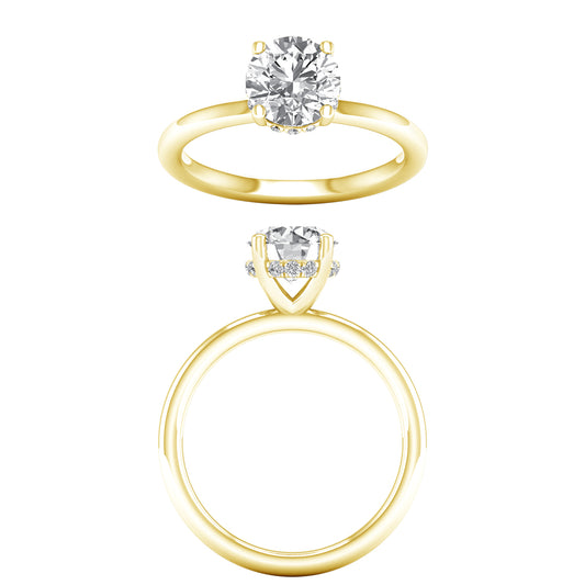 2.15 CT. T.W. Lab Grown Round Solitaire Hidden Halo Engagement Ring in 14K Yellow Gold