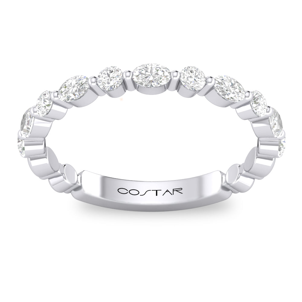 1/2 CT. T.W. Alternating Round & Oval Diamond Shared Prong Band in 14K White Gold