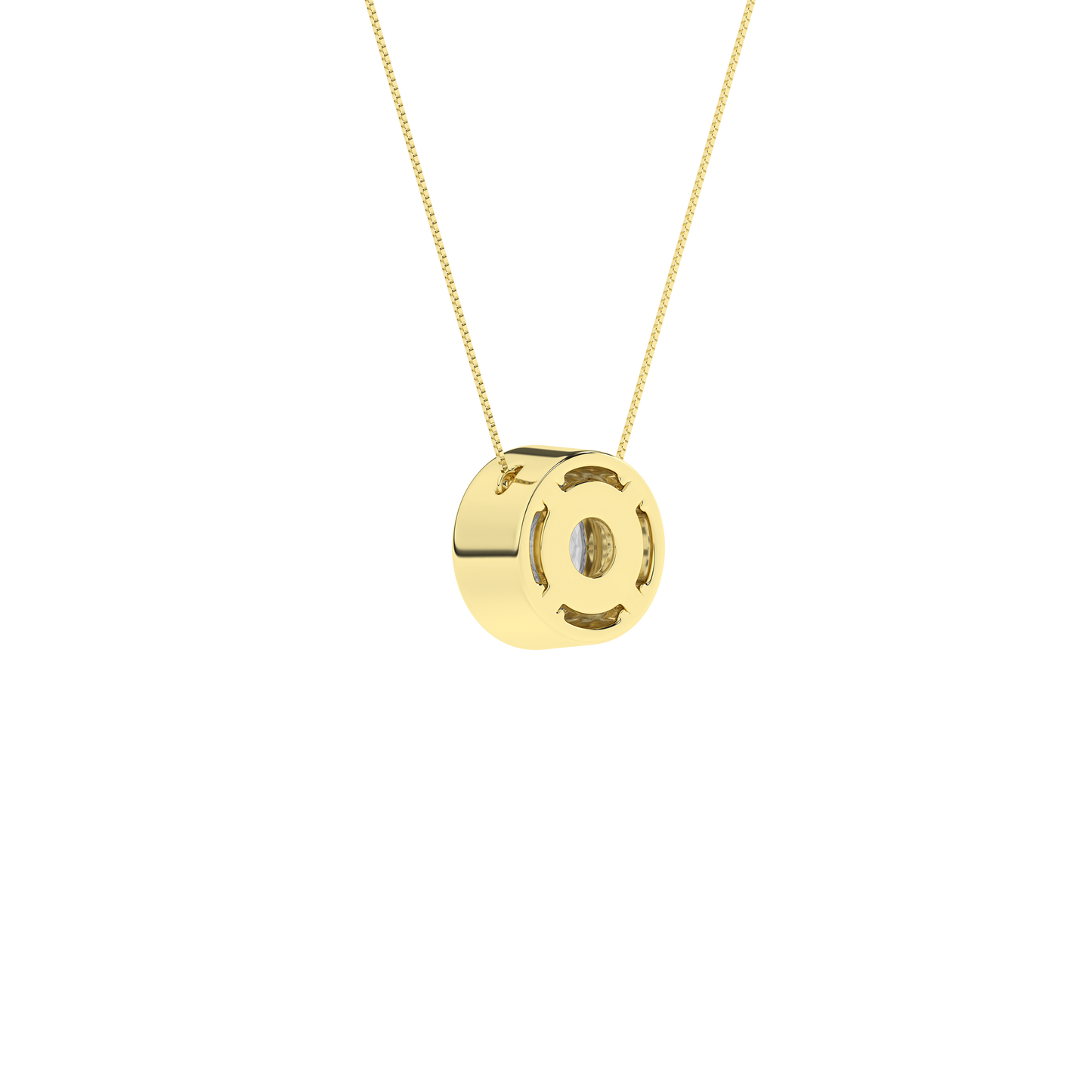 2 CT. Lab Grown Round Diamond Bezel Set Solitaire Necklace in 14K Yellow Gold