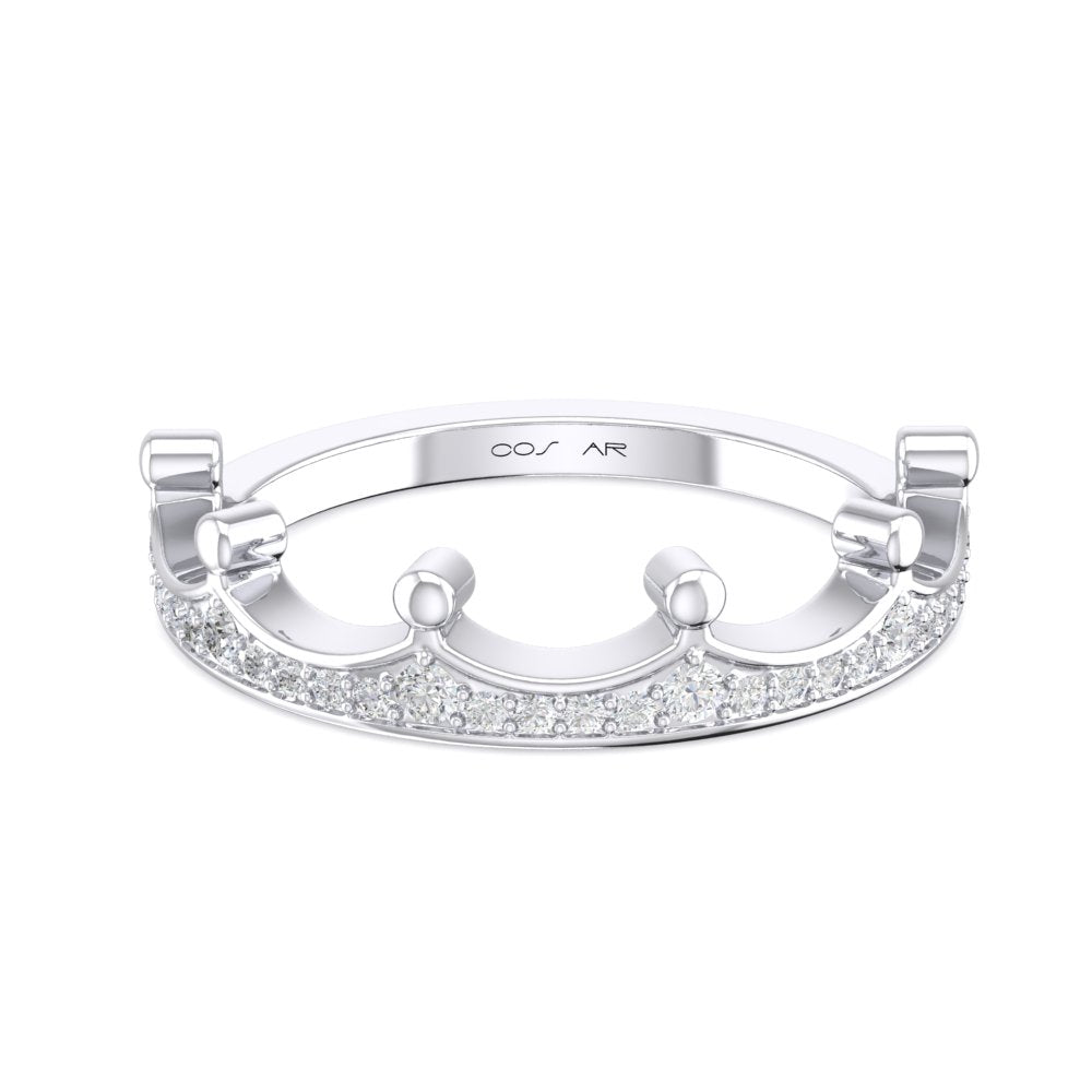 0.20 CT. T.W. Diamond Crown Ring in 14K White Gold