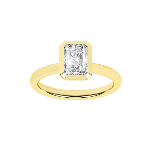 1.5 CT. T.W. Lab Grown Radiant Diamond Bezel Set Solitaire Engagement Ring in 14K Yellow Gold