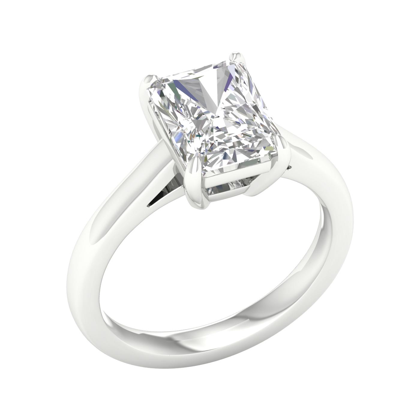 3 CT. Lab Grown Radiant Solitaire Engagement Ring in 14K White Gold