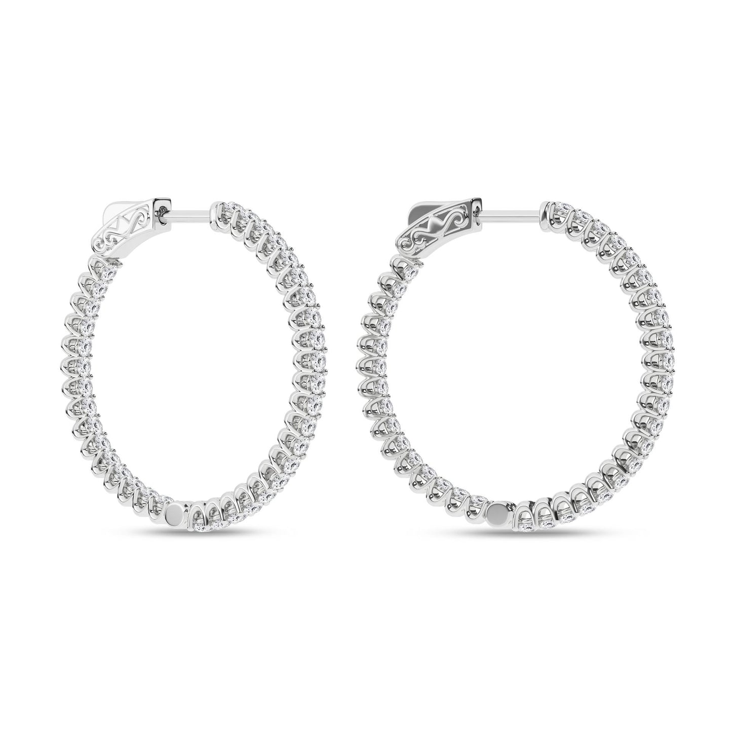 2 CT. T.W. Lab Grown Diamond Inside-Out Hoop Earrings in 14K White Gold