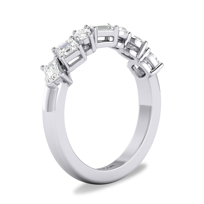 0.85 CT. T.W. Mixed Diamond Fashion Ring in 14K White Gold