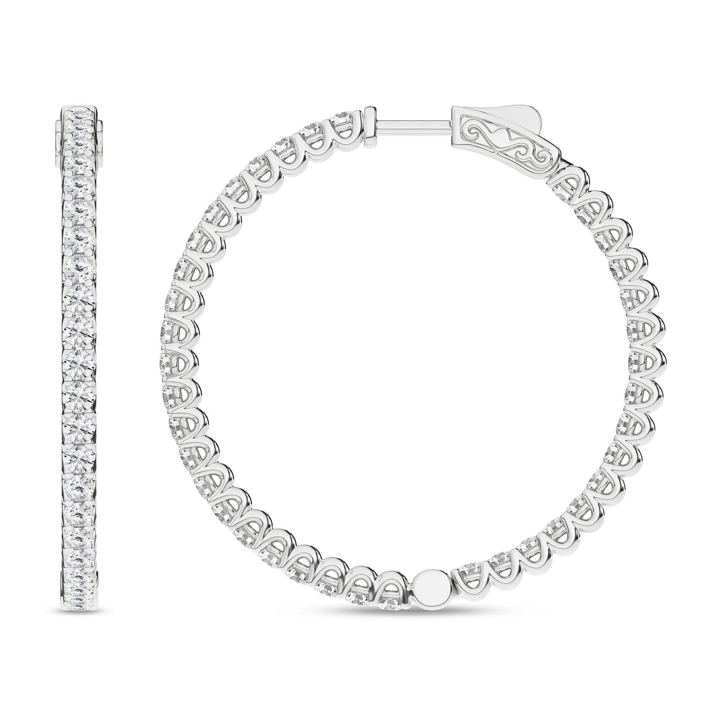 4 CT. T.W. Lab Grown Diamond Inside-Out Hoop Earrings in 14K White Gold