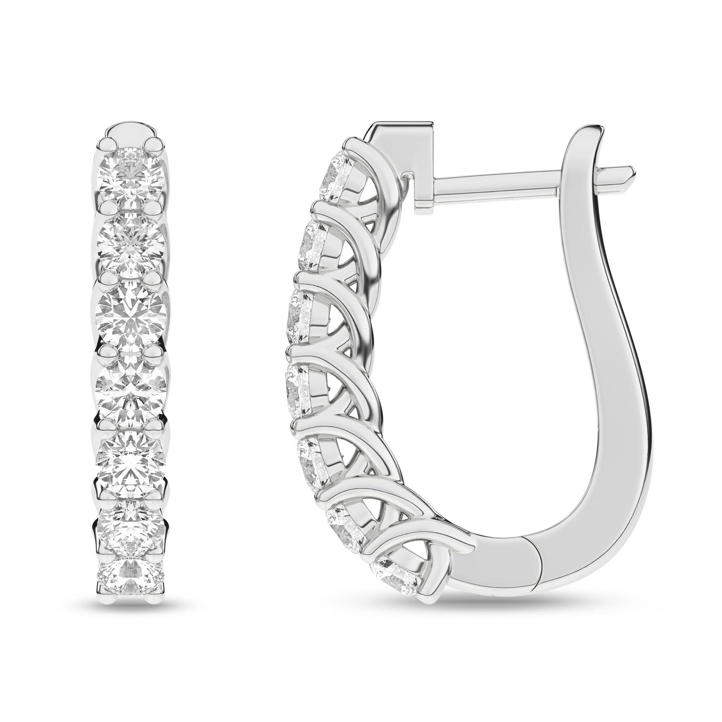 2 CT. T.W. Lab Grown Diamond Oval Shaped Hoop Earrings in 14K White Gold