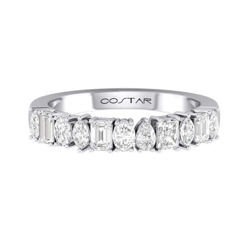 1 CT. T.W. Mixed Fancy Shaped Diamond Band in 14K White Gold