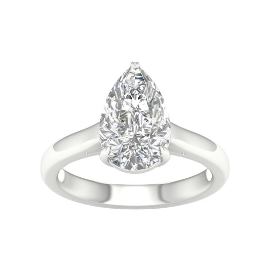 3 CT. Lab Grown Pear Solitaire Engagement Ring in 14K White Gold