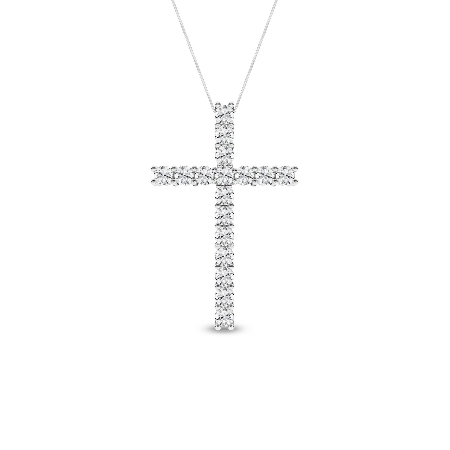 1 CT. T.W. Lab Grown Diamond Cross Necklace in 14K White Gold