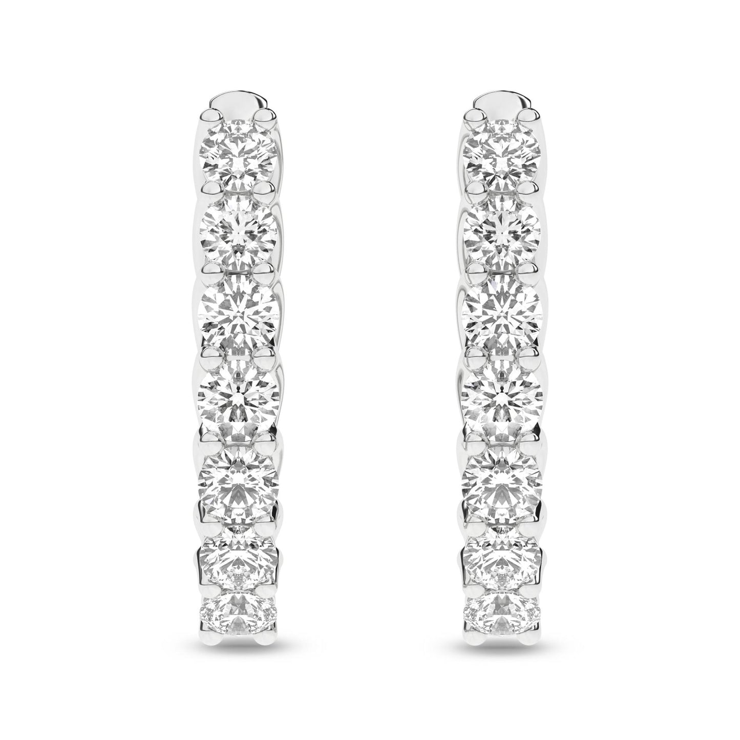 2 CT. T.W. Lab Grown Diamond Oval Shaped Hoop Earrings in 14K White Gold