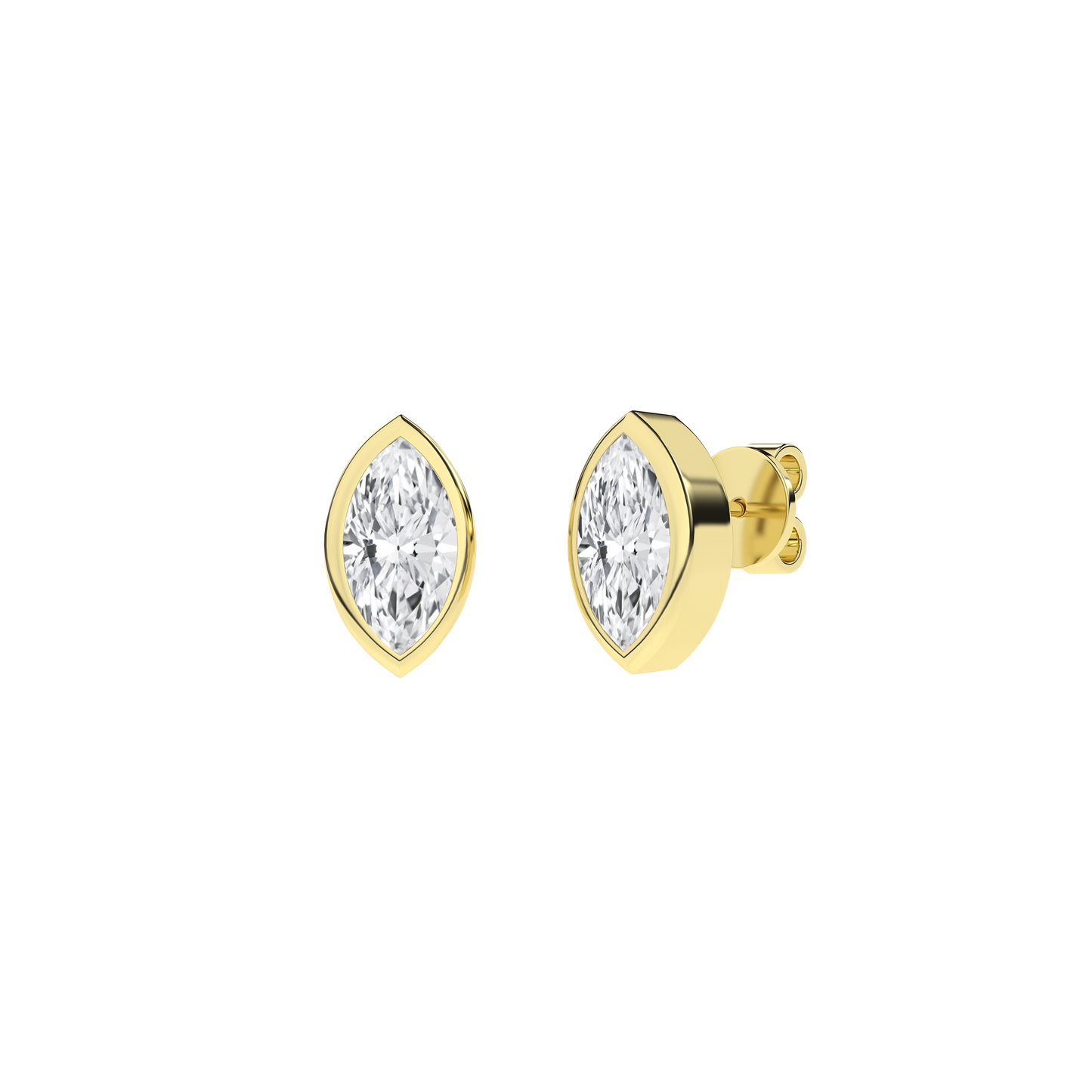 3 CT. T.W. Lab Grown Marquis Bezel Set Diamond Solitaire Stud Earrings in 14K Yellow Gold