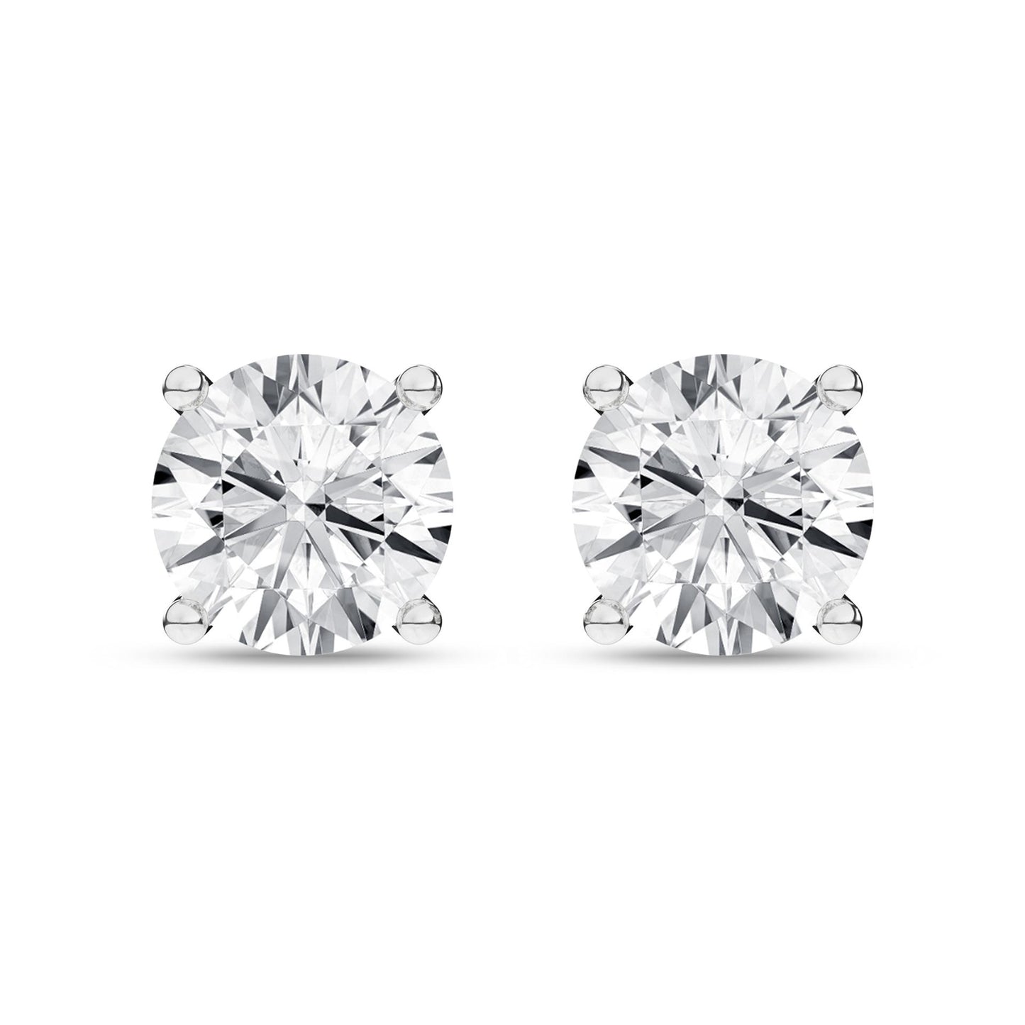 1.5 CT. T.W. Lab Grown Round Diamond Stud Earrings in 14K White Gold