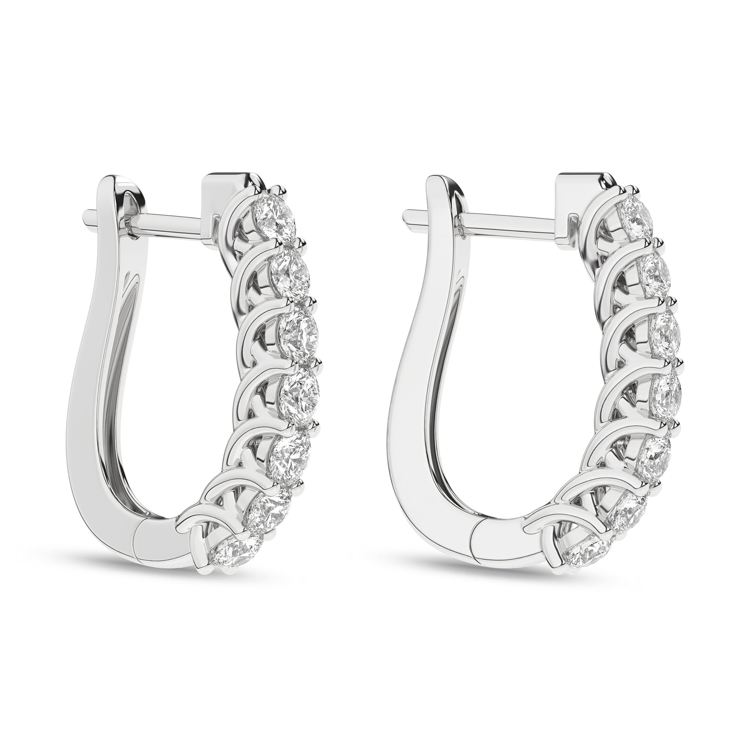 2 CT. T.W. Lab Grown Diamond Oval Shaped Hoop Earrings in 14K White Gold