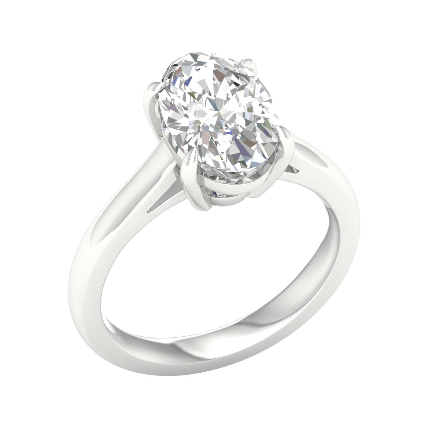 3 CT. Lab Grown Oval Solitaire Engagement Ring in 14K White Gold