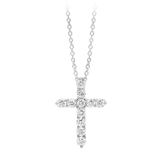 1.55 CT. T.W. Diamond Cross Necklace in 14K White Gold