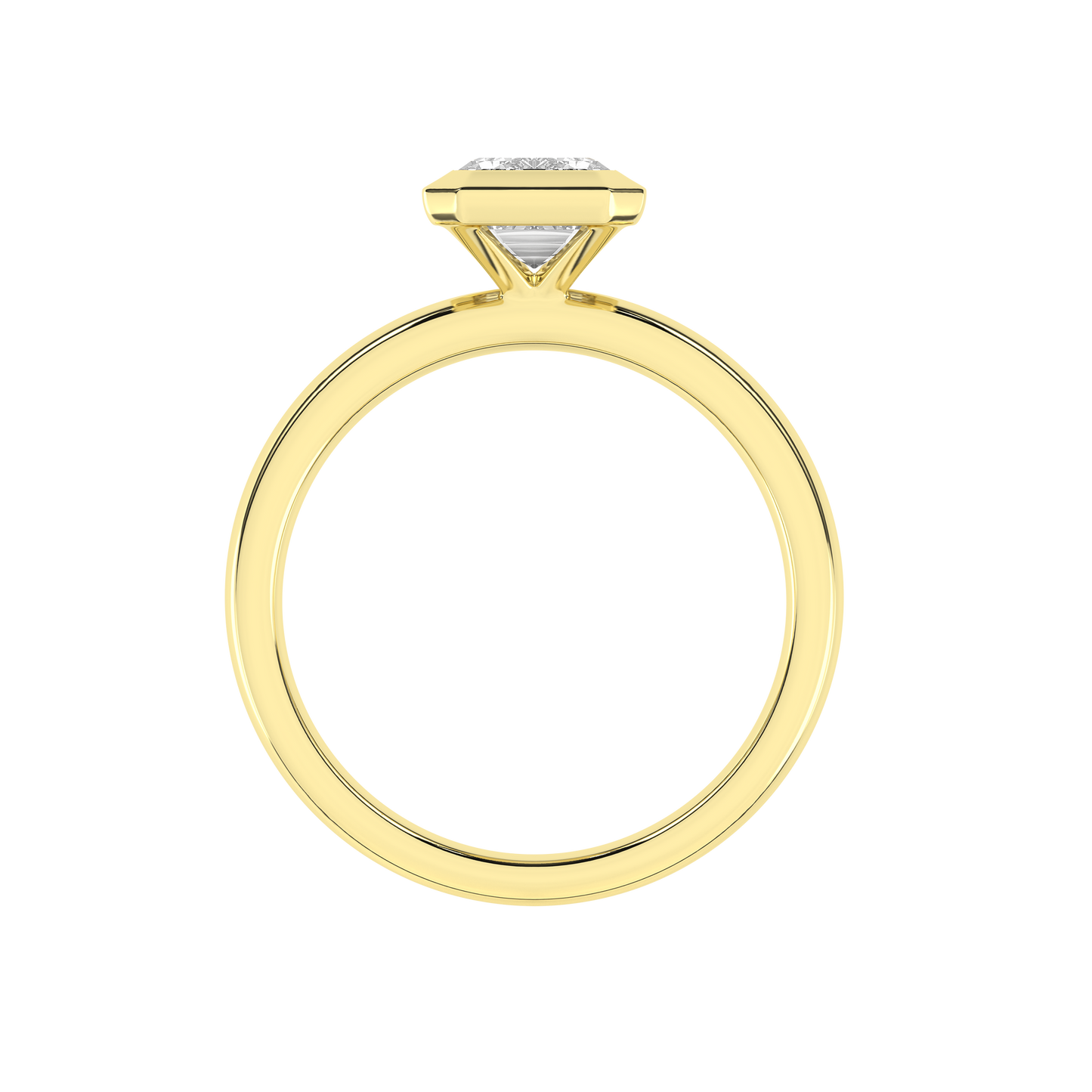 1.5 CT. T.W. Lab Grown Radiant Diamond Bezel Set Solitaire Engagement Ring in 14K Yellow Gold