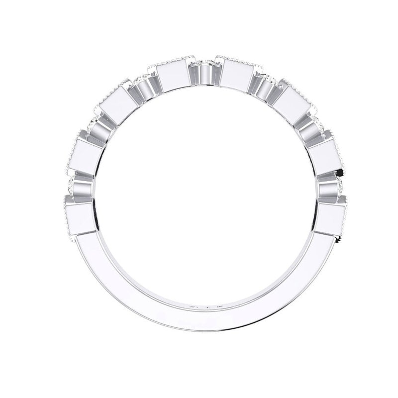 1/4 CT. T.W. Alternating Diamond Milgrain Band in 14K White Gold