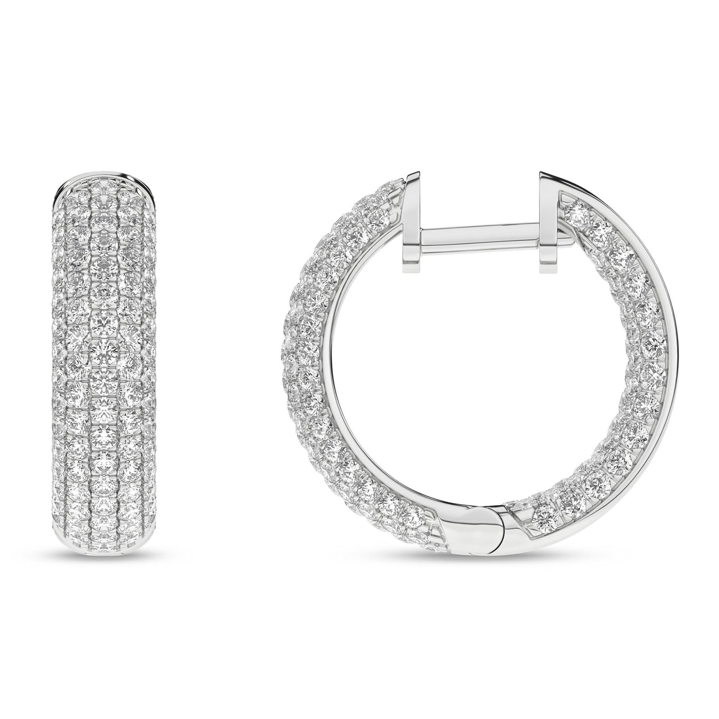 2 CT. T.W. Lab Grown Diamond Pavé Inside-Out Dome Hoop Earrings in 14K White Gold