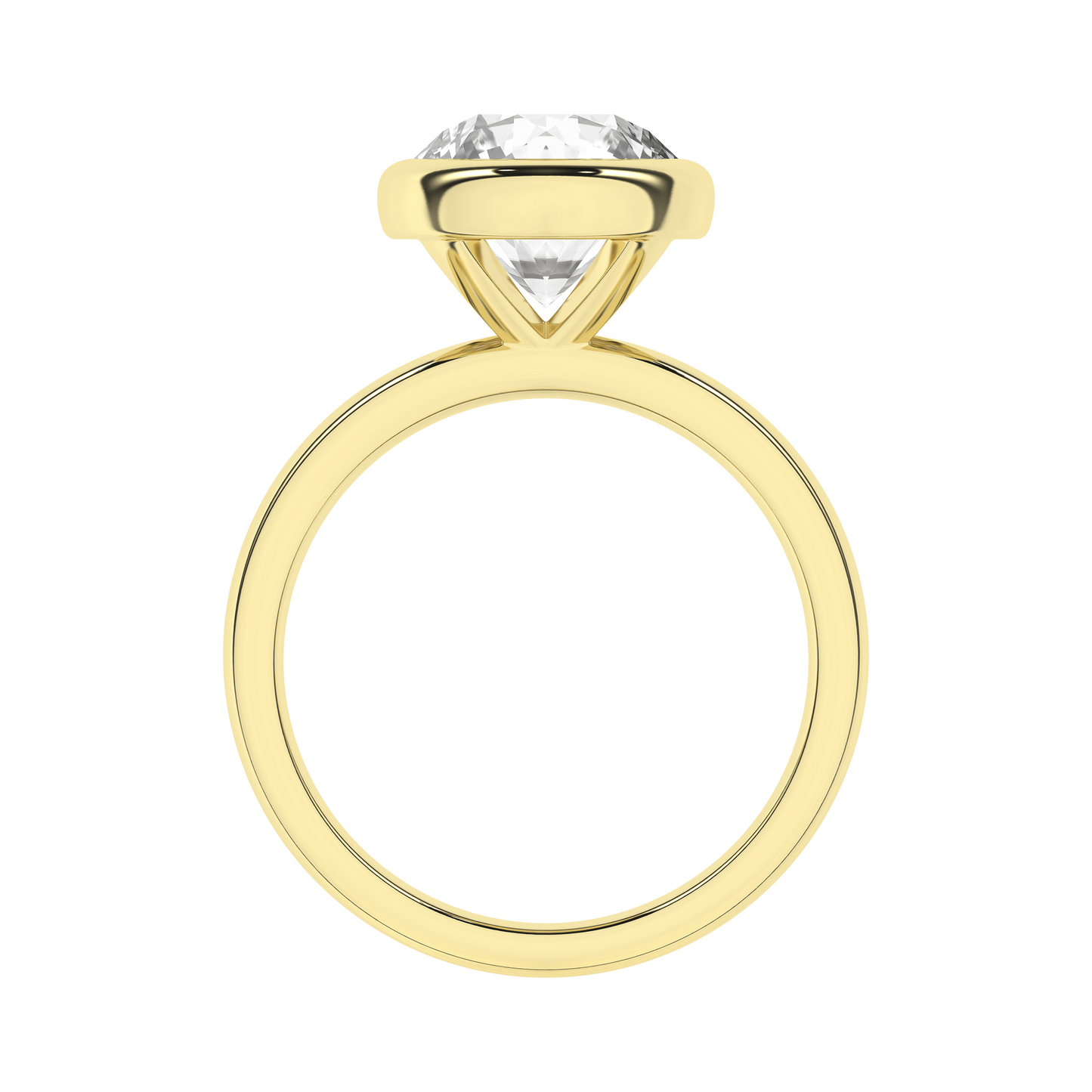 2.5 CT. Lab Grown Round Bezel Set Solitaire Engagement Ring in 14K Yellow Gold