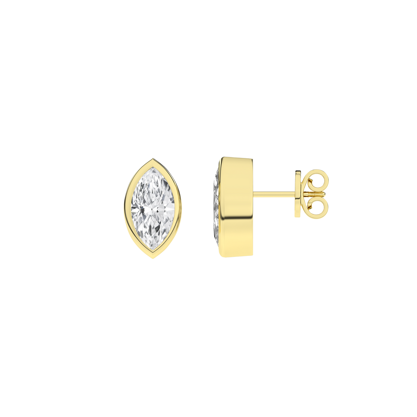 3 CT. T.W. Lab Grown Marquis Bezel Set Diamond Solitaire Stud Earrings in 14K Yellow Gold