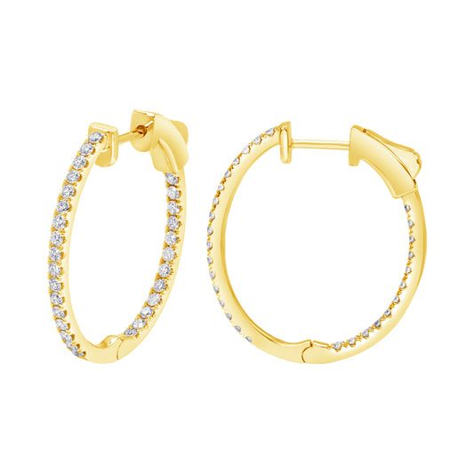 3/4 CT. T.W. Inside-Out Diamond Hoop Earrings in 14K Yellow Gold