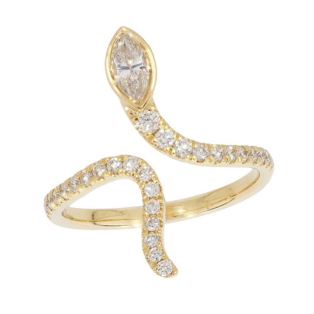 3/4 CT. T.W. Diamond Snake Ring in 14K Yellow Gold