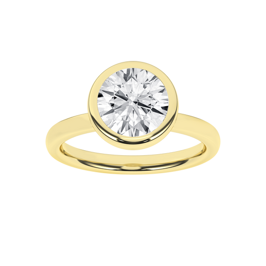 2.5 CT. Lab Grown Round Bezel Set Solitaire Engagement Ring in 14K Yellow Gold