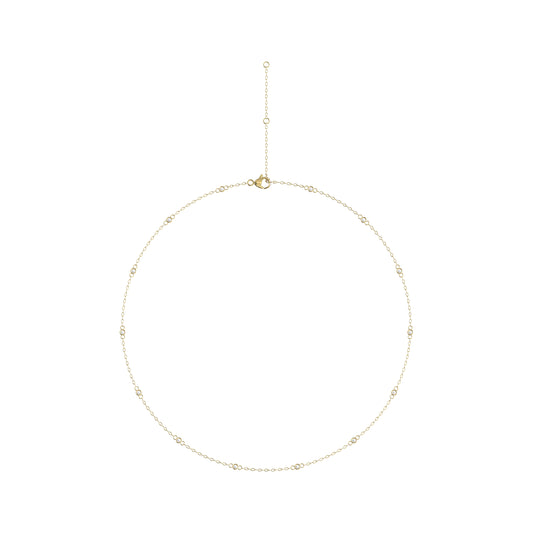 0.35 CT. T.W. Round Diamond Station Necklace in 14K Yellow Gold