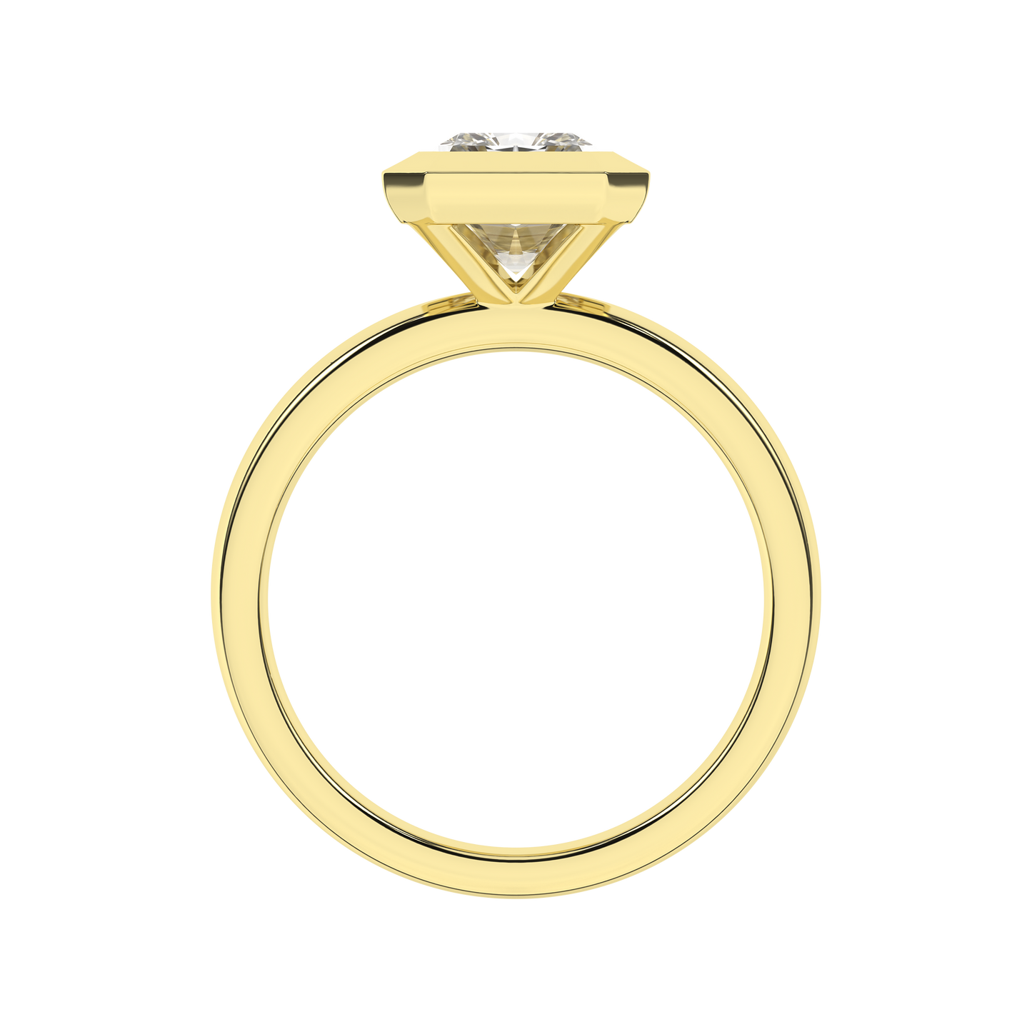 2.5 CT. Lab Grown Radiant Bezel Set Solitaire Engagement Ring in 14K Yellow Gold