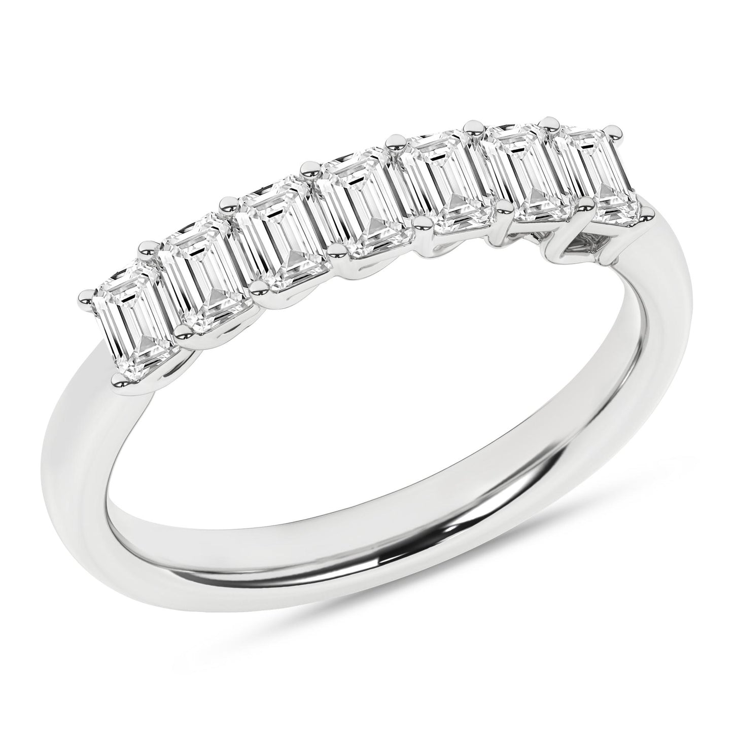 1 CT. T.W. 7-Stone Lab Grown Emerald Cut Diamond Band in 14K White Gold