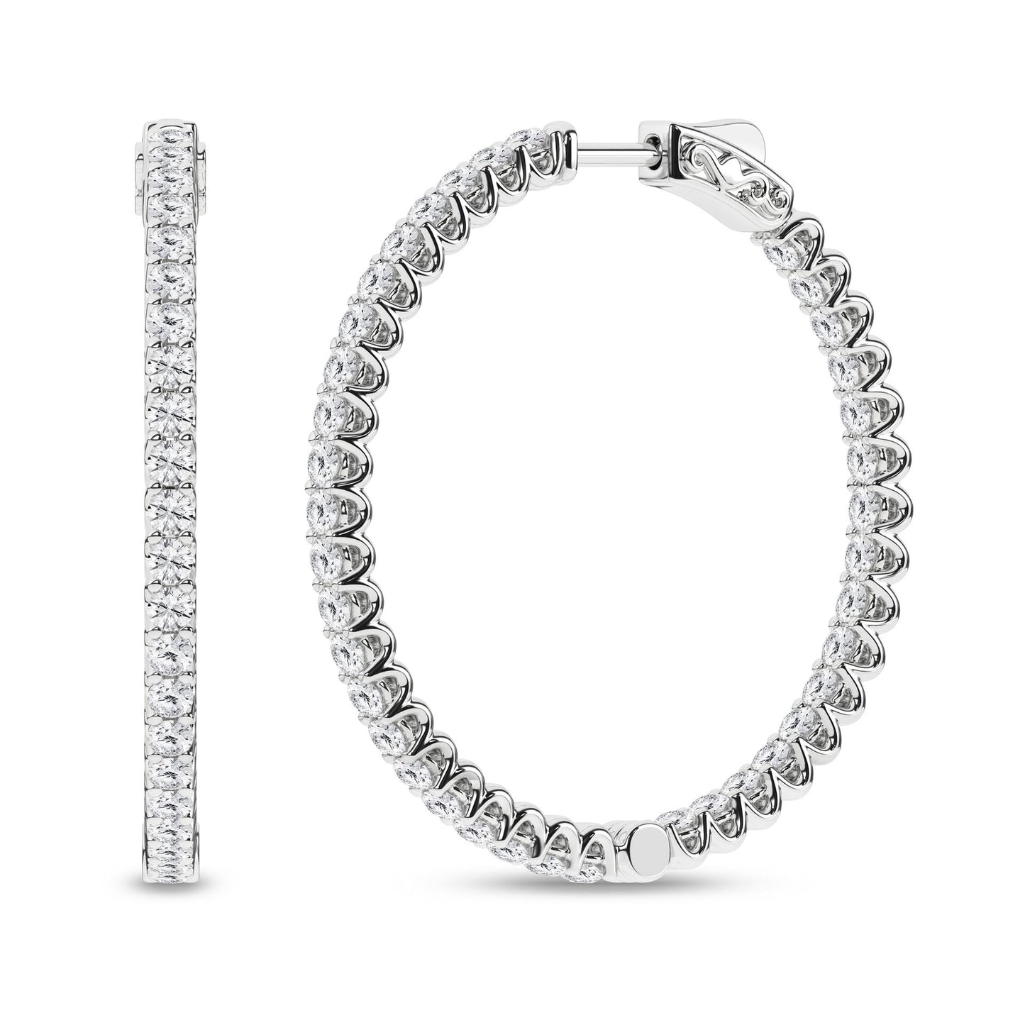 4 CT. T.W. Lab Grown Diamond Inside-Out Hoop Earrings in 14K White Gold