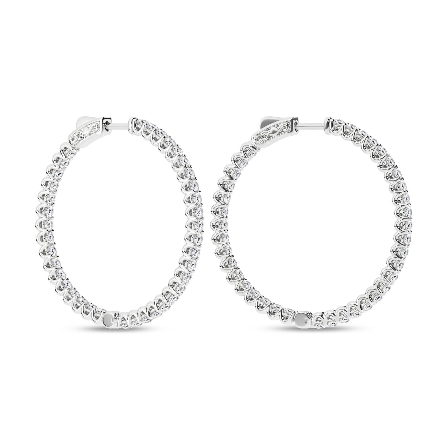 4 CT. T.W. Lab Grown Diamond Inside-Out Hoop Earrings in 14K White Gold