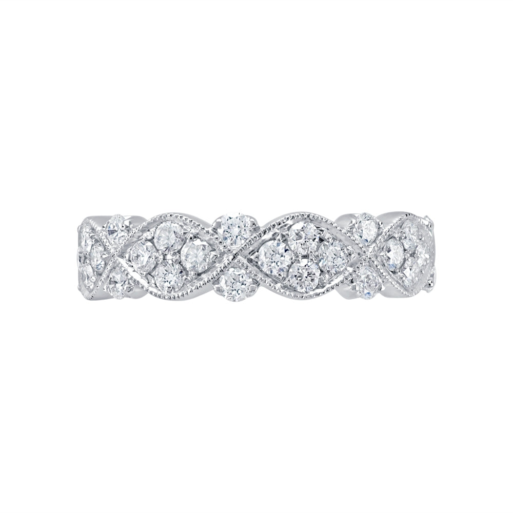 0.65 CT. T.W. Diamond Vintage Inspired Milgrain Ring in 14K White Gold